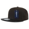Wholesale Bulk Vinyl Brim Flat Bill Snapback Hats - Decky 1071 - Brown/Black