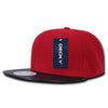 Wholesale Bulk Vinyl Brim Flat Bill Snapback Hats - Decky 1071 - Red/Black