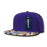 Wholesale Bulk Zebra/Tiger 2-Tone Snapback Flat Bill Hats - Decky 1062 - Purple