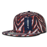 Wholesale Bulk Zebra/Tiger Snapback Flat Bill Hats - Decky 1060 - Navy/Red