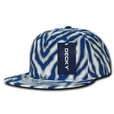Wholesale Bulk Zebra/Tiger Snapback Flat Bill Hats - Decky 1060 - Royal