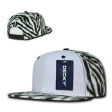 Wholesale Bulk Zebra/Tiger White Front Flat Bill Snapback Hats - Decky 1061 - Black