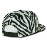 Wholesale Bulk Zebra/Tiger White Front Flat Bill Snapback Hats - Decky 1061 - Black