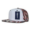 Wholesale Bulk Zebra/Tiger White Front Flat Bill Snapback Hats - Decky 1061 - Navy/Red