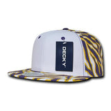 Wholesale Bulk Zebra/Tiger White Front Flat Bill Snapback Hats - Decky 1061 - Purple