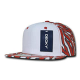 Wholesale Bulk Zebra/Tiger White Front Flat Bill Snapback Hats - Decky 1061 - Red